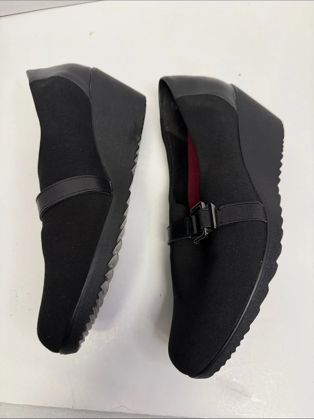 Munro Black Slip-On Loafer with Decorative Buckle